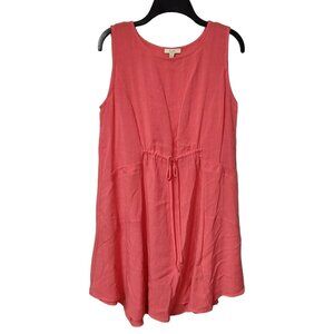 Kori America Womens Pink Sleeveless Shift Dress Drawstring Front Size Small